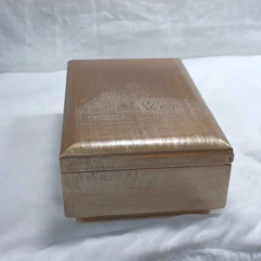 Vintage Gold Finish Musical Jewelry Box Feelings
